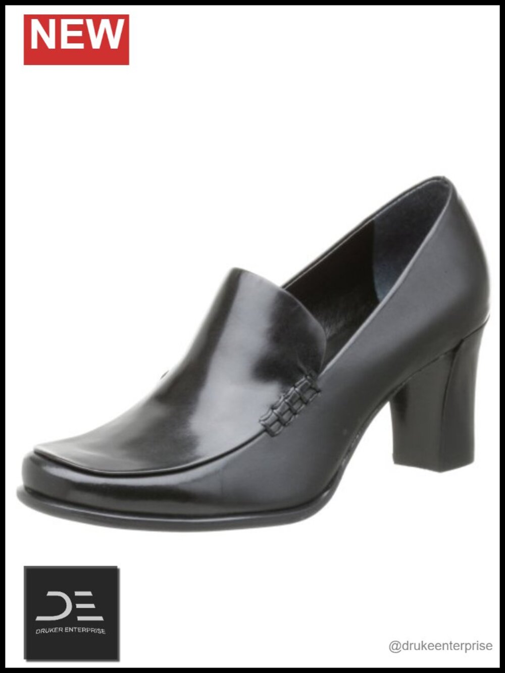 Franco Sarto Nolan Pump Leather Stitched 2.75" Block Heel Slip-On